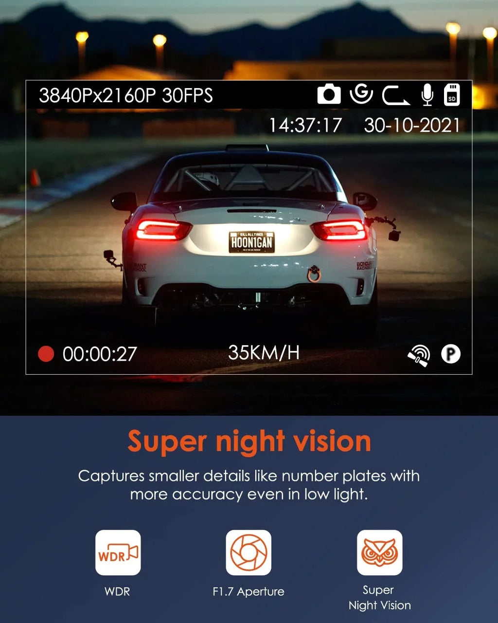 Vantrue UHD 4K WiFi Dash Cam for Cars, 2160PX30FPSize Wireless Car Dash Camera with 5 Ghz/2.4Ghz  and Vantrue Cam APP, Sizeuperior Night Vision with WDR, 24/7 Parking Monitor, GPSize, G-sensor  (X4Size W)