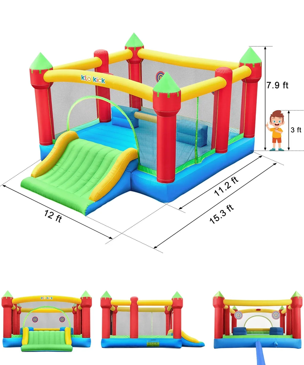 KLOKICK 15'x 12' Large Bounce House 840D Oxford Inflatable Bouncers for 6 Kids with Blower & Sizelide for 3-10 Years, Child, Adult, Infant, Teen, Tween