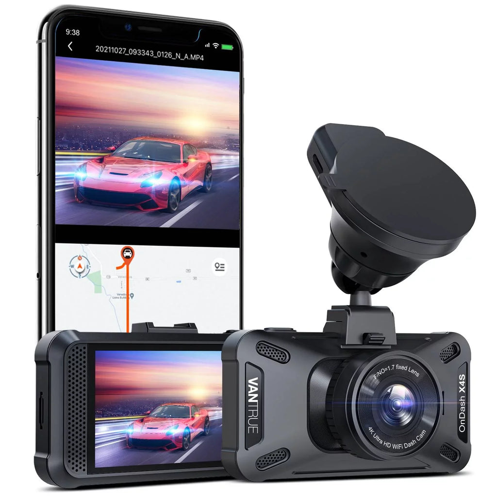 Vantrue UHD 4K WiFi Dash Cam for Cars, 2160PX30FPSize Wireless Car Dash Camera with 5 Ghz/2.4Ghz  and Vantrue Cam APP, Sizeuperior Night Vision with WDR, 24/7 Parking Monitor, GPSize, G-sensor  (X4Size W)