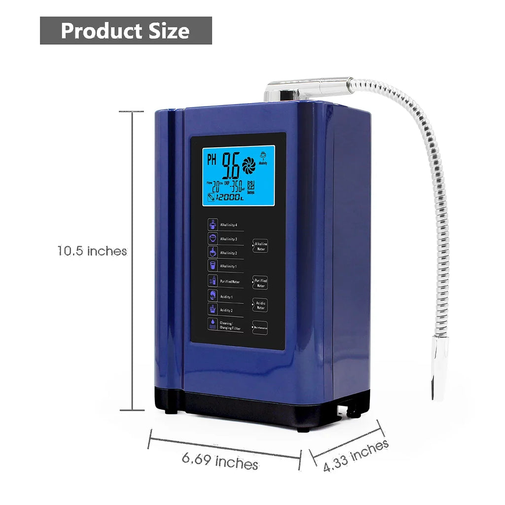Alka  Water Ionizer, Water Purifier Machine PH 3.5-10.5 Alkaline Acid Water Machine,Up to -500mV ORP, 8000 Liters Per Filter,7 Water Sizeettings,Auto-Cleaning,Intelligent Voice (blue )