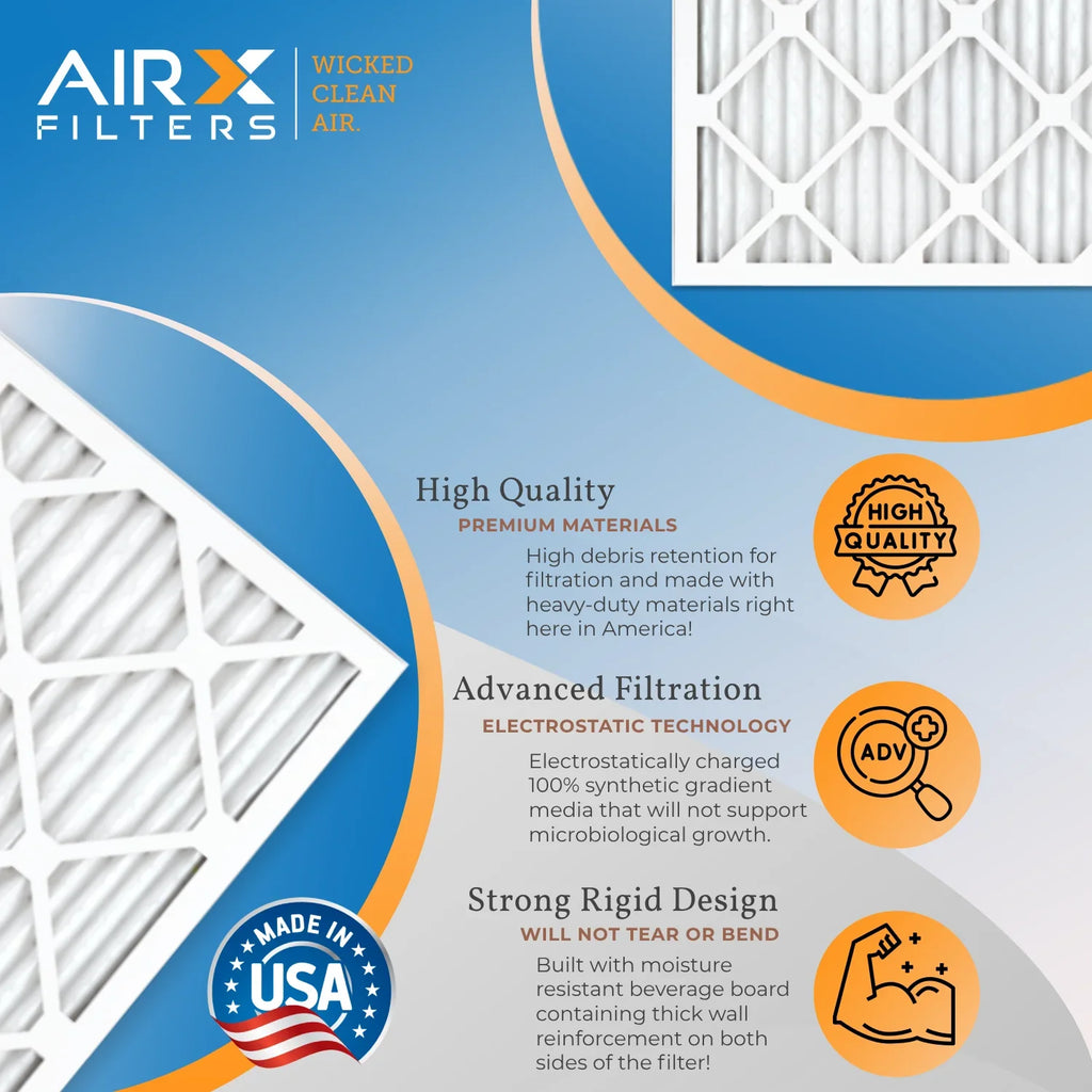 18x20x1 Air Filter MERV 8 Comparable to MPR 700 & FPR 5 Electrostatic Pleated Air Conditioner Filter 6 Pack HVAC AC Premium USizeA Made 18x20x1 Furnace Filters by AIRX FILTERSize WICKED CLEAN AIR.