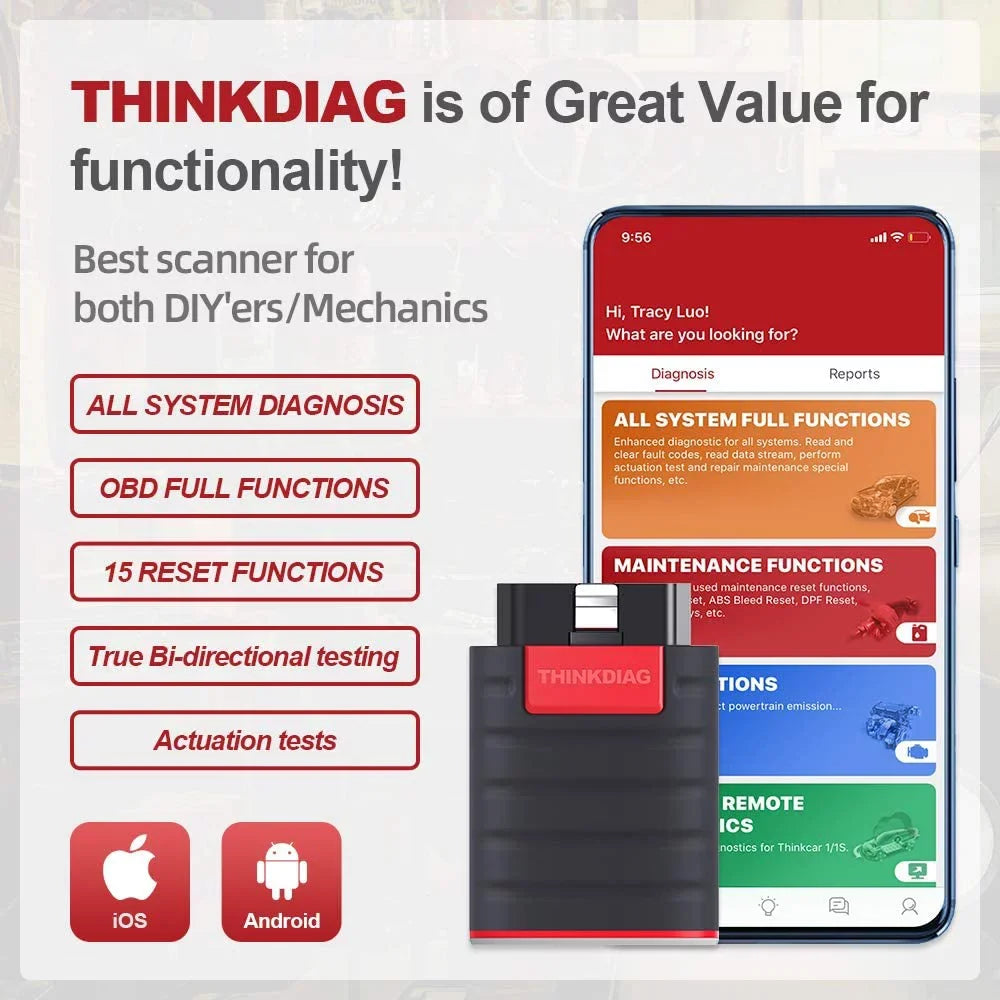 thinkcar ThinkDiag OBD2 Sizecanner Bluetooth, Diagnostic Bluetooth Car Code Reader