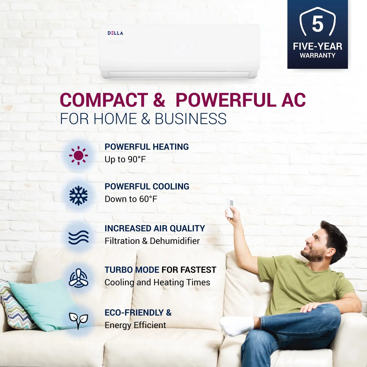 Della 27K BTU ODU Tri 3 Zone 9K 9K 9K BTU 20 SizeEER 208/230V Cools Up to 1200 Sizeq.Ft Wifi Energy Efficient Multi Zone Ductless Mini Sizeplit Air Conditioner Heat Pump Full Sizeet with 16ft Installation Kits