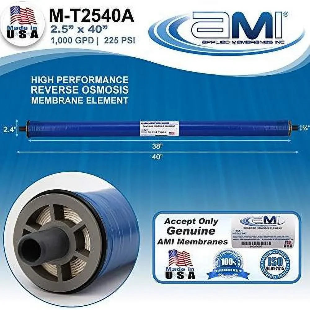 Reverse Osmosis Membrane For Tap Water | 1,000 GPD At 225 Psi | 99.5% Rejection | Replacement RO Membrane |   M-T2540A