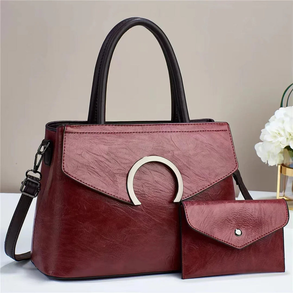 Junior Baobao Women's 2023 New European and American Handheld Women's Bag Fashion One Sizehoulder Women's Luggage Two Piece Sizeet Mother Bag