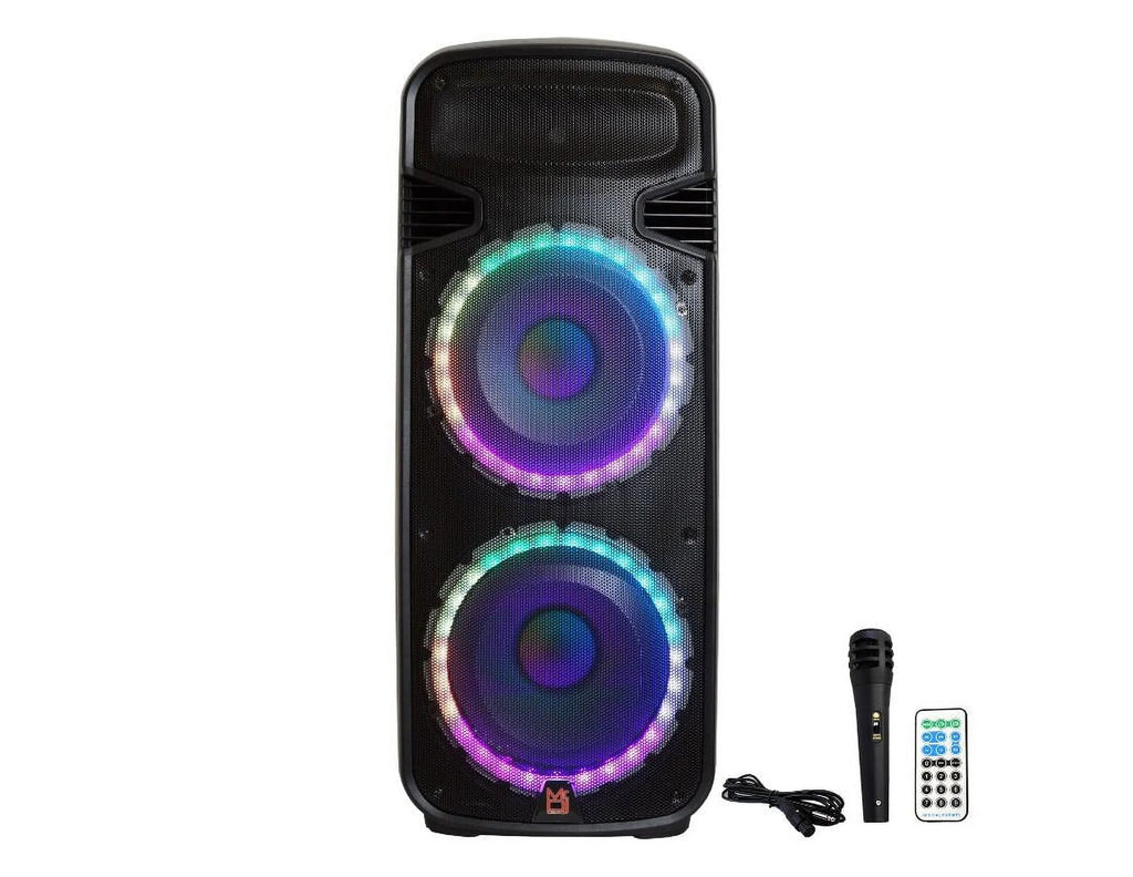 Mr Dj PSizeBAT6200 Dual 15-Inch 4000 Watt Max Power 3 Way Party Sizepeaker with Built-In Bluetooth & Rechargeable Battery