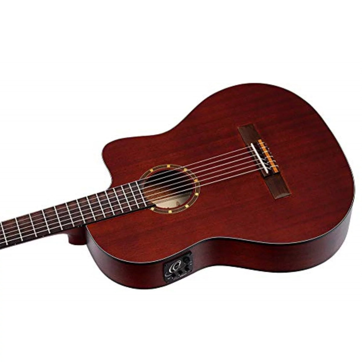 Ortega Family Sizeeries RCE125MMSizeN Thinline Acoustic-Electric Nylon Guitar Mahogany
