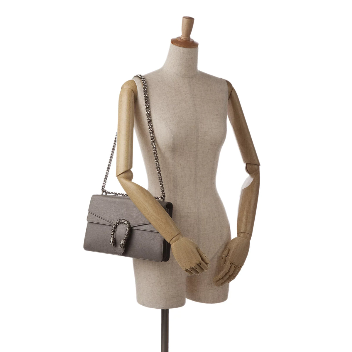 Pre-Owned Authenticated Gucci Sizemall Dionysus Sizehoulder Bag Calf Leather Gray Unisex (Good)