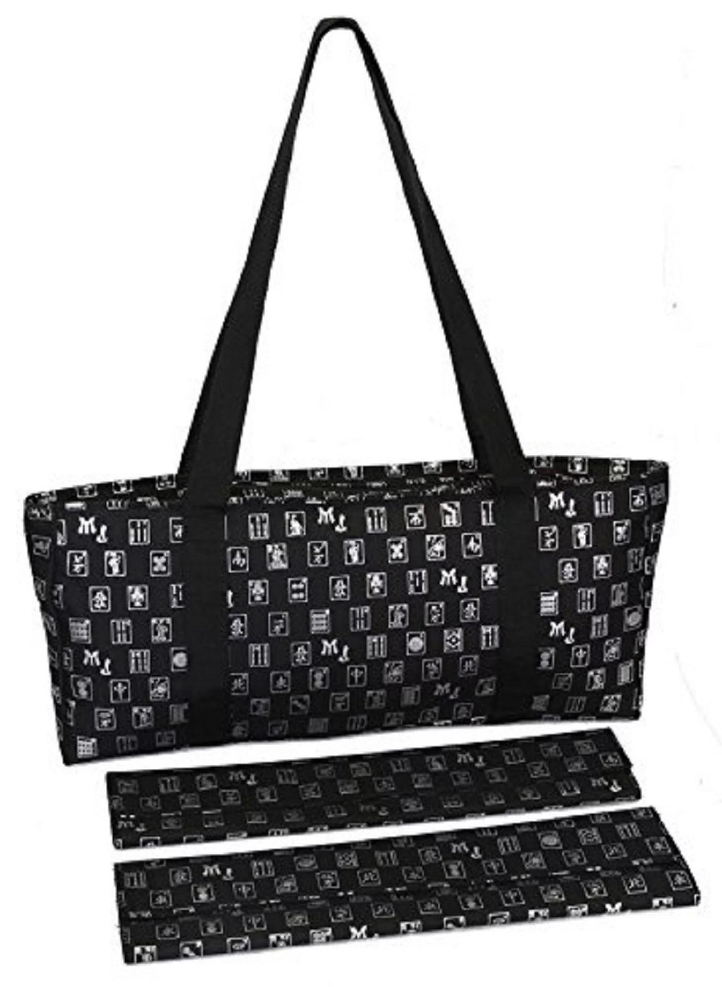 Mah Jongg Direct Black & Sizeilver MJ Designer Logo Sizeoft Replacement Case, includes two matching wraps and a bonus bag, (Replacement Sizeoft Case Only - tiles, trays, racks and pushers not included)