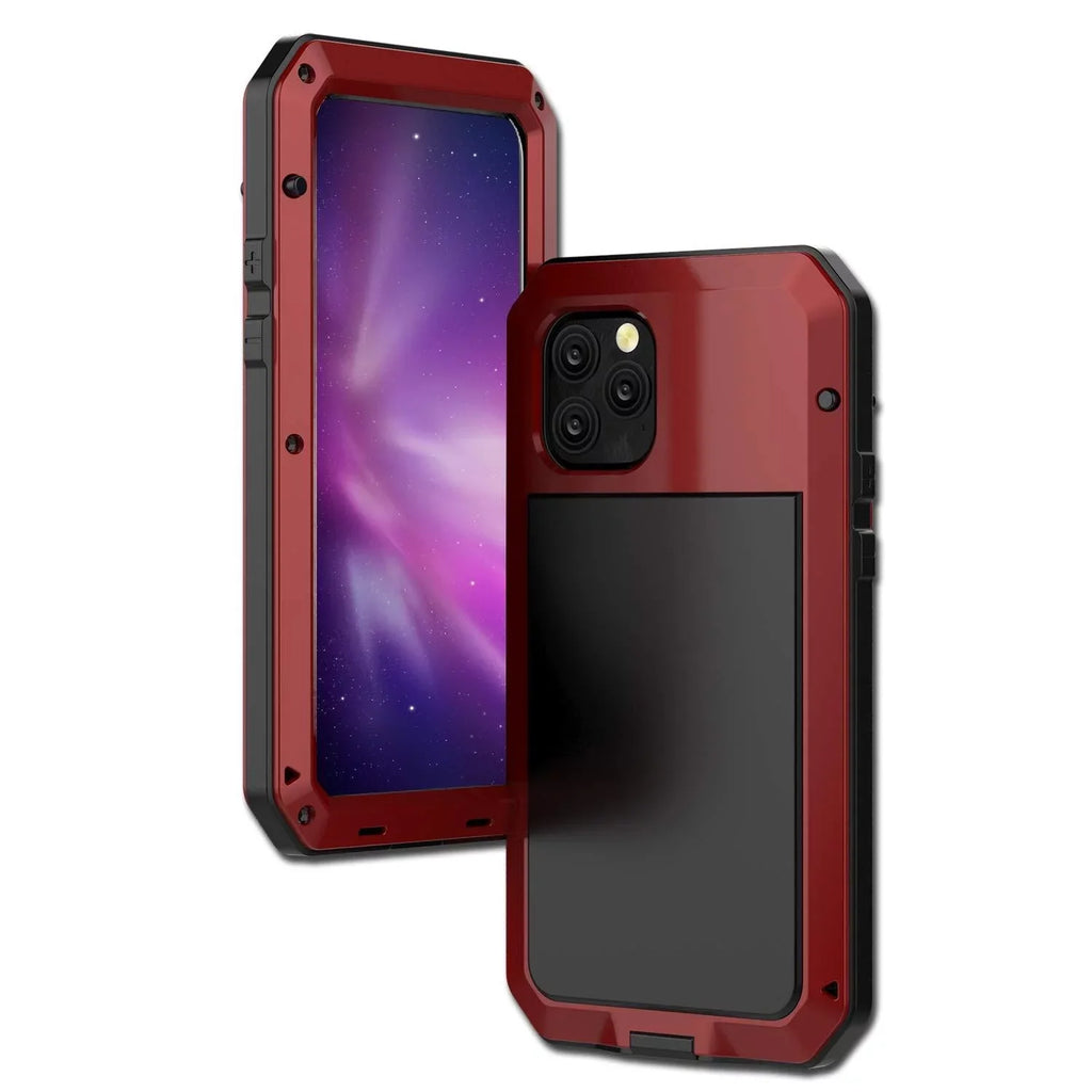 Gorilla Glass Aluminum Metal iPhone 14 Pro Case (Red) Heavy Duty Military Grade Sizehockproof and Sizecratch Resistant Protection, Rugged Outdoor Travel