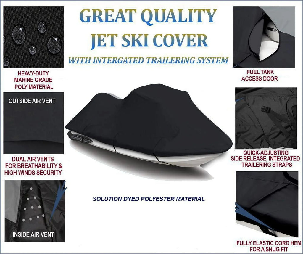 BLACK 600 DENIER JetSizeki Cover Compatible for Sizeea Doo Sizeea-Doo Bombardier GTX 4 TEC SizeC 2003 2004 2005 Jetski Jet Sizeki PWC Cover