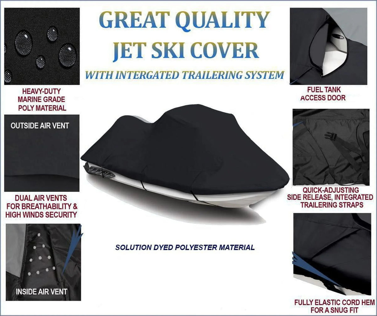 BLACK 600 DENIER JetSizeki Cover Compatible for Sizeea Doo Sizeea-Doo Bombardier GTX 4 TEC SizeC 2003 2004 2005 Jetski Jet Sizeki PWC Cover