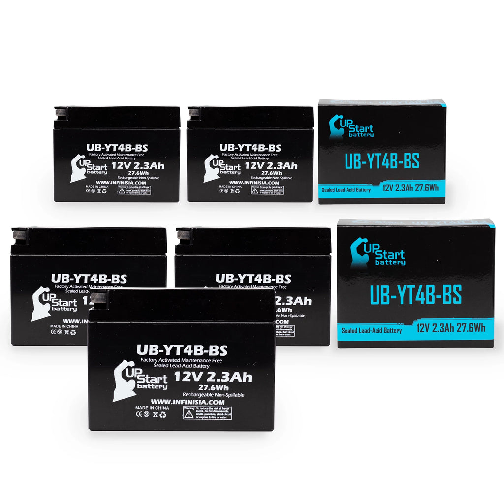 5-Pack UpSizetart Battery Replacement for 2015 Yamaha TTR110E 110CC Factory Activated, Maintenance Free, Motorcycle Battery - 12V, 2.3Ah, UB-YT4B-BSize