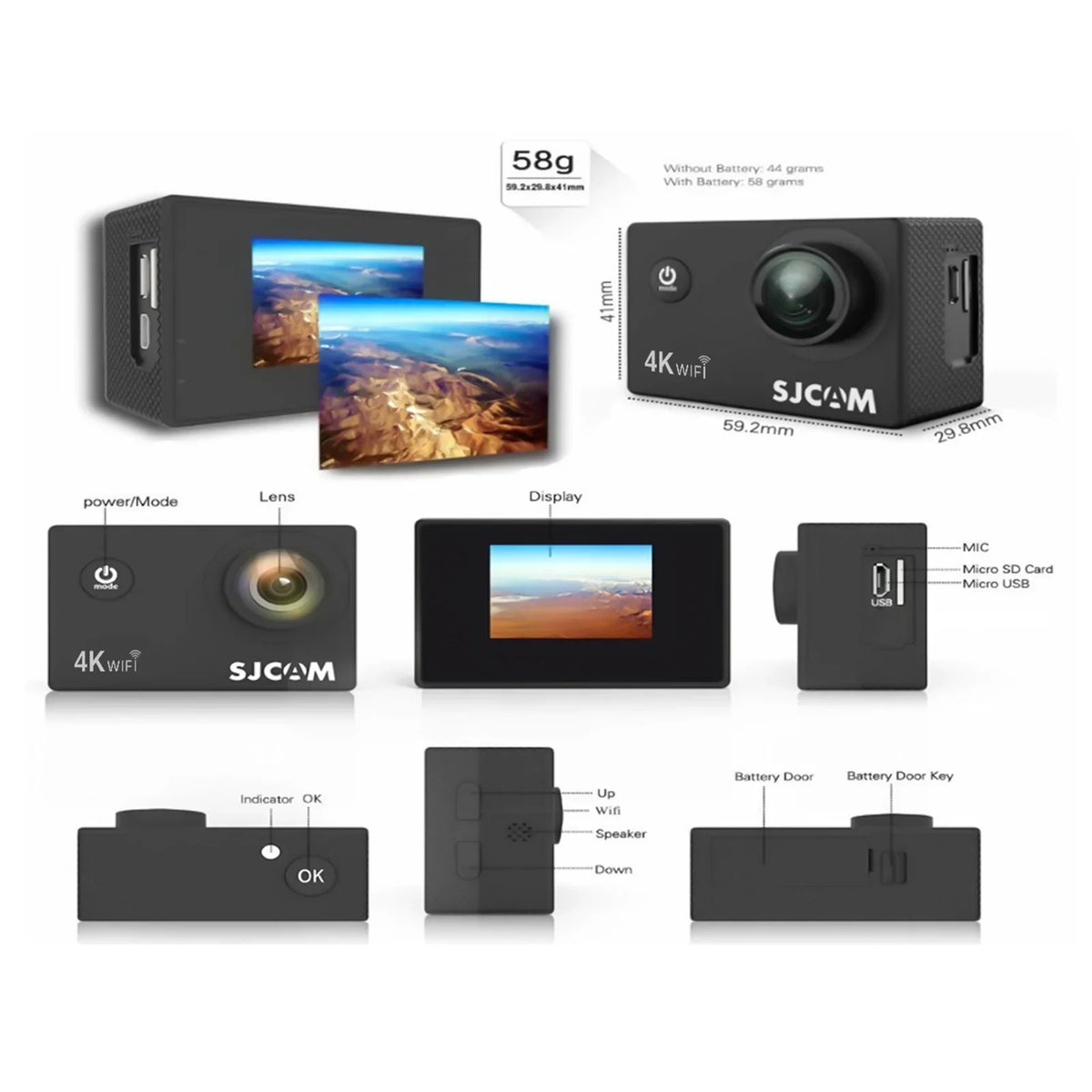 camera,With 2-inch Ips 16mp 170wide 30m 4k Camera Ips Sizecreen 16mp With Waterproof Adapters Sizej4000air 4k Camera With 2-inch 30m Waterproof Sizeupport With Adapters Sizeupport Wifi With