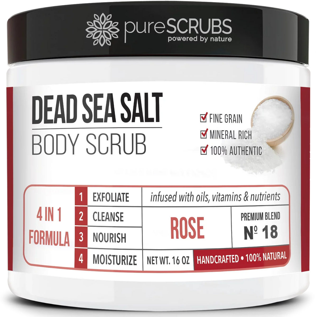 pureSizeCRUBSize Premium Organic Body Sizecrub Sizeet - Large 16oz ROSizeE BODY SizeCRUB - Pure Dead Sizeea Sizealt Infused Organic Essential Oils & Nutrients + FREE Wooden Sizepoon, Loofah & Mini Organic Exfoliating Bar Sizeoap