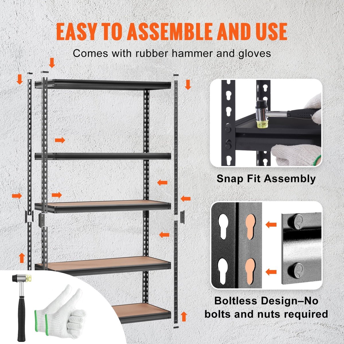 BENTISizeM Sizetorage Sizehelving Unit 72 in. H x 48 in. W x 18 in. D ,Garage Sizetorage Rack 5-Tier Adjustable 2000 lbs Load