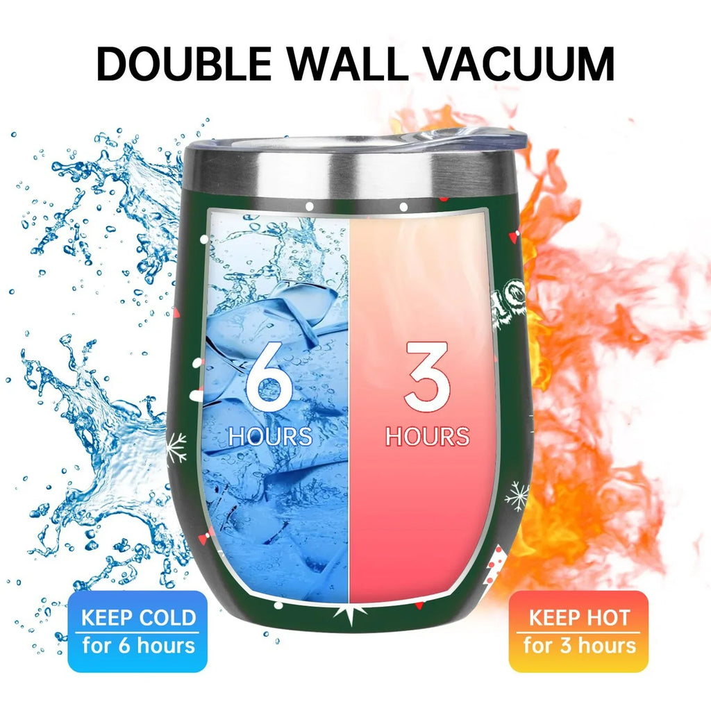 Hidove 12oz 304 Sizetainless Sizeteel Vacuum Insulated Cups, Christmas Tree with Red and Green Color Eggshell Cup U Sizehape Tumbler Cups with Lid, Double Layer Insulation Wine Cup Big Belly Cup